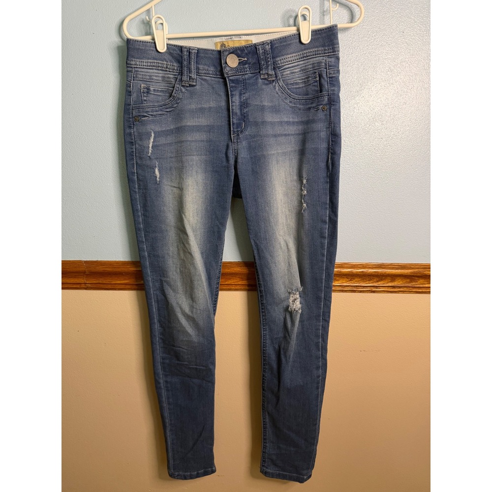 Democracy Ab Solution Skinny Jeans Medium Wash Distressed Size 2